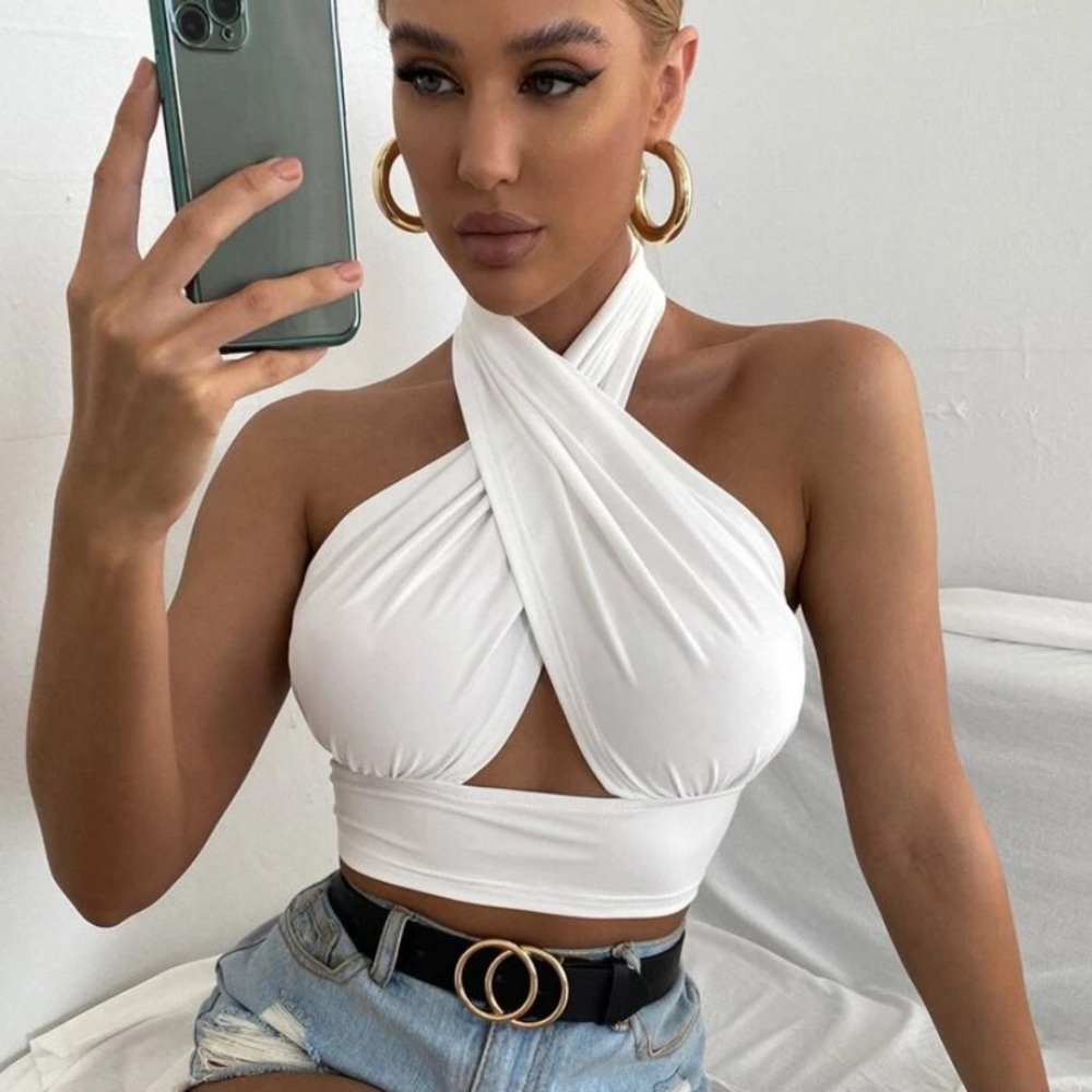 Shein brand new white halter tie top